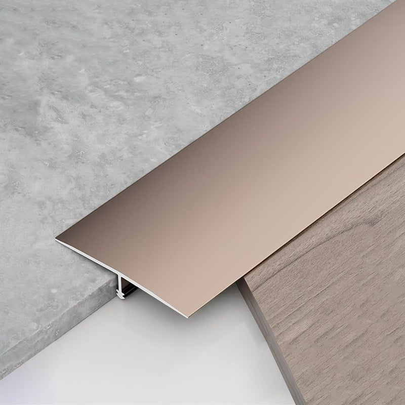 KTINITK 3Pcs Aluminum T-Molding, Floor Transition Strips, Floor Divider Trim, Threshold Strip, for Bridging Gaps Between Floors, or Between Wood Floors and Tiles (Brown 3pcs 35.4"x1.6") - Image 1